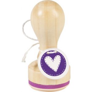 Stempel drewniany Heyda okrągły, Serce z szwem