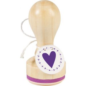 Stempel drewniany Heyda okrągły, Serce z ramką