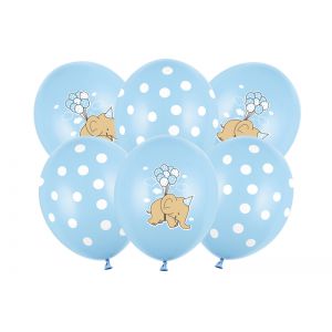Balony Słonik, 30cm, Pastel Baby Blue Mix, 6 sztuk
