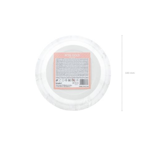 Talerzyki okrągłe, różowe złoto, 18 cm, 6 sztuk - 4