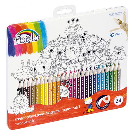 Kredki ołówkowe Fiorello Super Soft, 24 kolory, metalowe opakowanie - 2