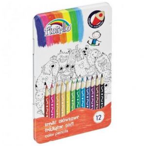 Kredki ołówkowe Fiorello Super Soft, 12 kolorów, metalowe opakowanie