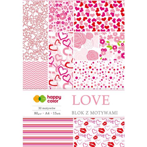 Blok z motywami Happy Color Love A4/15/80g