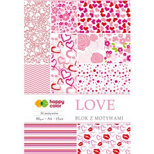 Blok z motywami Happy Color Love A4/15/80g