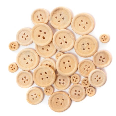 Guziki dpCraft drewniane 30szt, Mix Naturalne