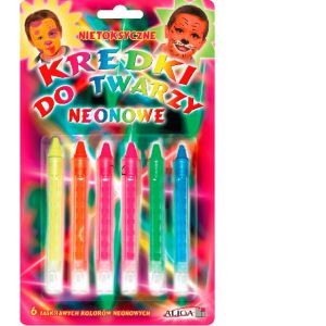 Kredki do twarzy Aliga, 6 kolorów neon, wysuwane