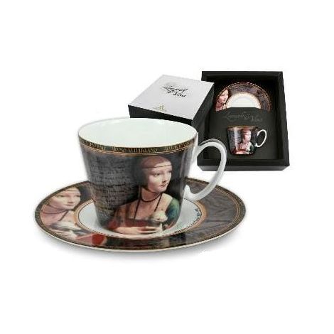Filiżanka Carmani 240ml ze spodkiem - L. da Vinci, Dama z Łasiczką