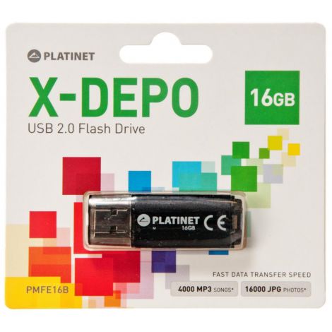 Pendrive Platinet USB 2.0 X-Depo 16GB, Czarny - 2