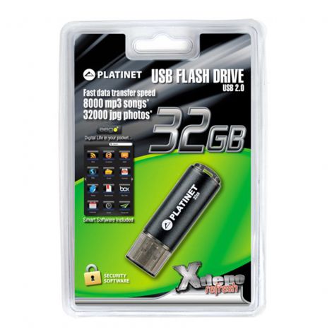 Pendrive Platinet USB 2.0 X-Depo 32GB, Czarny - 2