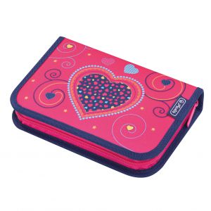 Piórnik składany Herlitz 1k, Smart Pink Hearts, z wyposażeniem