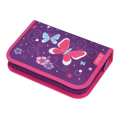 Piórnik składany Herlitz 1k, Smart Purple Butterfly, z wyposażeniem