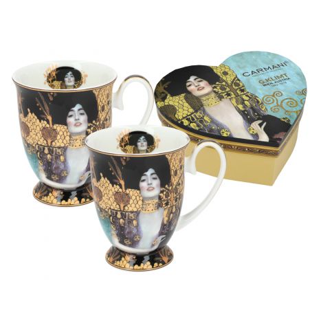 Komplet dwóch kubków w sercu Carmani 280ml - G. Klimt, Judyta