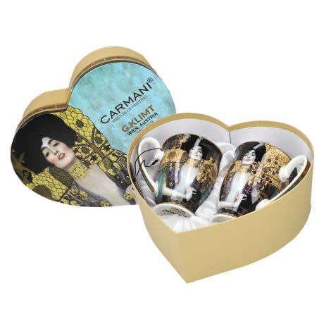 Komplet dwóch kubków w sercu Carmani 280ml - G. Klimt, Judyta - 2