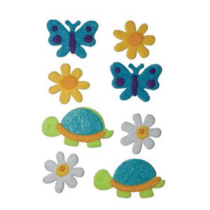 Naklejki z filcu dpCraft 3D Żółwie, Kwiatki i Motyle, 8szt
