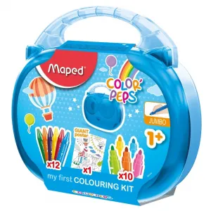 Zestaw Maped Jumbo Walizka 12 kredek + 10 pisaków + plakat