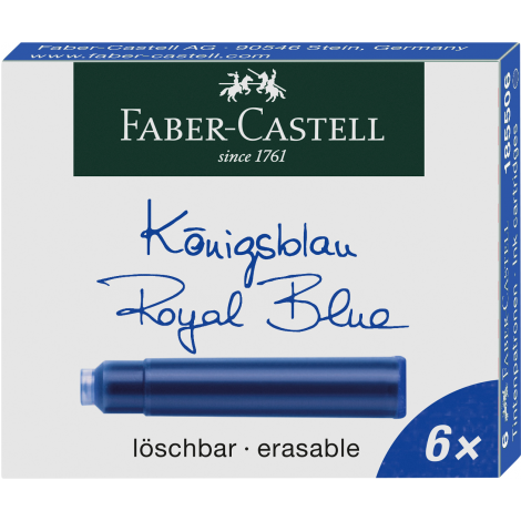 Naboje Atramentowe Faber-Castell, krótkie, niebieskie, 6 sztuk