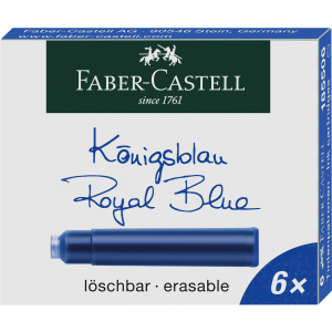 Naboje Atramentowe Faber-Castell, krótkie, niebieskie, 6 sztuk