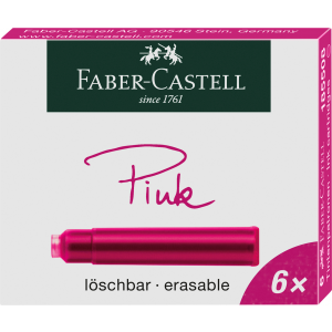 Naboje atramentowe Faber-Castell, krótkie, różowe, 6 sztuk