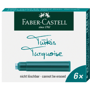 Naboje atramentowe Faber-Castell, krótkie, turkusowe, 6 sztuk