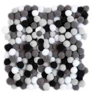 Pompony poliestrowe dpCraft 1cm Biało-Czarne, 120szt