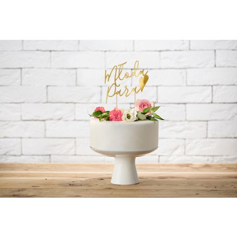 Topper na tort Młoda Para, złoty, 22,5 cm - 3
