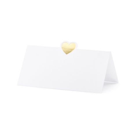 Wizytówki na stół PartyDeco Serce złote, 10x5cm, 10szt