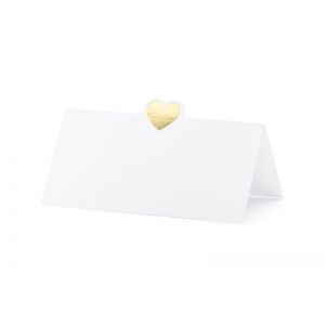 Wizytówki na stół PartyDeco Serce złote, 10x5cm, 10szt