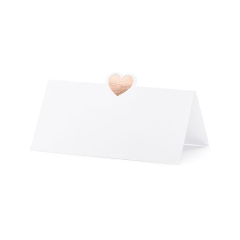 Wizytówki na stół PartyDeco Serce różowe złoto, 10x5cm, 10szt