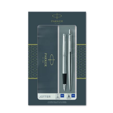 Zestaw Parker Jotter Duo CT WB, Pióro wieczne + Długopis, Stalowe
