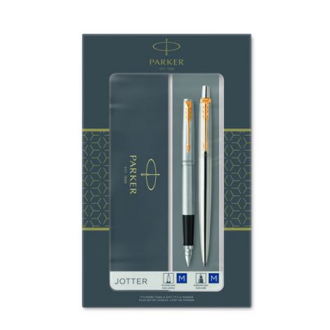 Zestaw Parker Jotter Duo GT WB, Pióro wieczne + Długopis, Stalowe