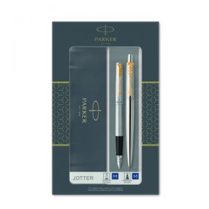 Zestaw Parker Jotter Duo GT WB, Pióro wieczne + Długopis, Stalowe