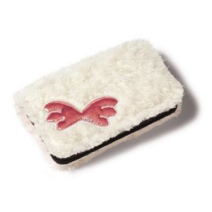 Portfel Nici 16x9.5cm, pluszowy Biały z różowymi skrzydełkami