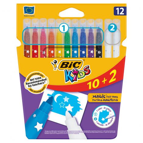Pisaki Bic Kids Couleur & Erase, 10 kolorów + 2 wymazywacze