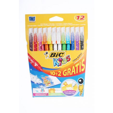 Pisaki Bic Kids Couleur & Erase, 10 kolorów + 2 wymazywacze - 2