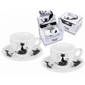 Komplet dwóch filiżanek Carmani 100ml espresso ze spodkami - Koty
