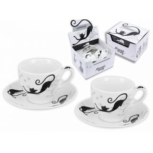 Komplet dwóch filiżanek Carmani 100ml espresso ze spodkami - Koty