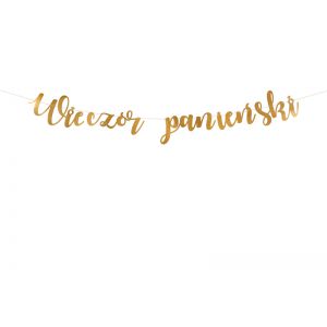 Baner Wieczór panieński, 150 x 21,5 cm, złoty