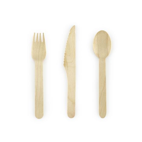 Sztućce drewniane Woodland, 16 cm, 18 sztuk