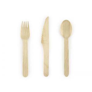 Sztućce drewniane Woodland, 16 cm, 18 sztuk