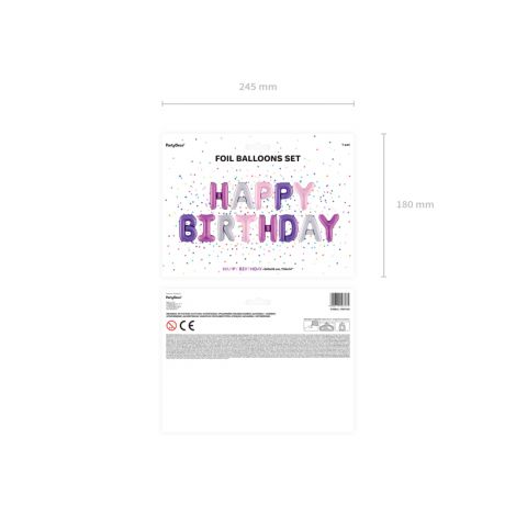 Balon foliowy Happy Birthday, 340x35cm, mix - 2