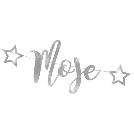 Baner Moje urodziny, 16,5 x 90 cm, srebrny - 2