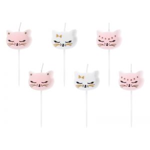 Świeczki urodzinowe Kotek, 2 cm, 6 sztuk