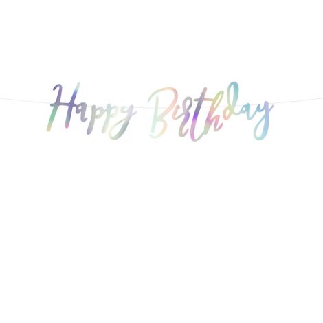 Baner Happy Birthday, 16,5 x 62 cm, opalizujący