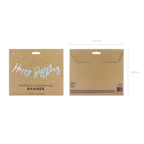 Baner Happy Birthday, 16,5 x 62 cm, opalizujący - 7