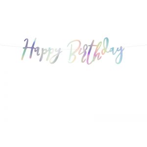 Baner Happy Birthday, 16,5 x 62 cm, opalizujący
