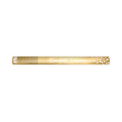 Tuba konfetti PartyDeco z sercami, złota, 60cm