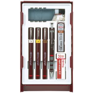 Zestaw rOtring Isograph College Set, Ołówek + Grafit + Gumka + Końcówka do cyrkla
