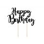 Topper na tort Happy Birthday, czarny, 22,5 cm - 2