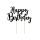 Topper na tort Happy Birthday, czarny, 22,5 cm