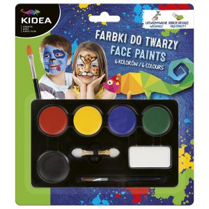 Farby do malowania twarzy Kidea, 6 kolorów